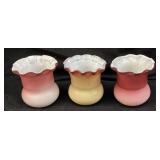 (3) PEACH BLOW SATIN & GLOSSY GLASS TOOTHPICK