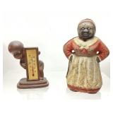 VTG. Black Americana Mammy bank, Thermometer