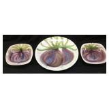 3 ITALIAN HAND PAINTED RED ONION DECORATIVE DISHES