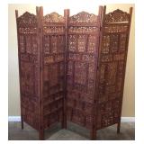 MID CENTURY 4 PANEL INDIAN TEAK WOOD ROOM DIVIDER