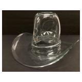 Blenko hand blown clear glass cowboy hat ice