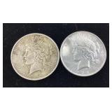 2) 1922 P Peace Dollar coins