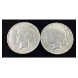 2) 1923 P Peace Dollar coins