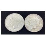 2) 1922 P Peace Dollar coins