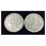2) 1921,1889 P Morgan Dollar coins