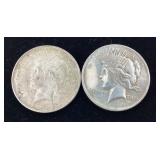 2) 1922, 1924 P Peace Dollar coins