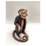 VINTAGE CAST IRON SITTING MONKEY COIN BANK
