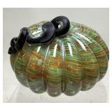 MULTI COLORED ART GLASS PUMPKIN, 7in W