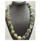 CHUNKY VENETIAN MILLEFIORI GLASS BEAD NECKLACE