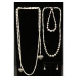 Sterling Silver Graduated Beads Set and Pearl with
