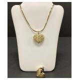 14k Gold Necklace with Heart Shaped Pendant and