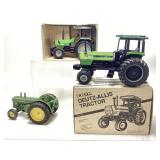 3) ERTL die cast tractors. John Deere, 2 Deutz