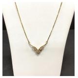 14k Gold Necklace with Diamond Chevron Pendant