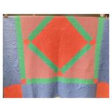 Amish Diamond in the Square quilt signed E.S 1986