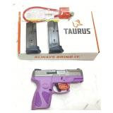 TAURUS G2c 9mm PISTOL, LAVENDER COLOR, 2 MAGAZINES