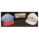 VTG. HOUSTON OILERS SNAPBACK HATS & MODEL TOY
