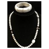 SEMI PRECIOUS HOWLITE NECKLACE & BRACELET