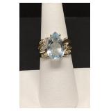 14k Gold Pear Cut Aquamarine 4ctw and Diamonds