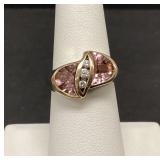 14k Gold Pink Tourmaline 2ctw and Diamonds
