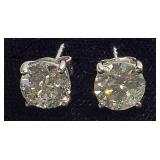 14KT WHITE GOLD DIAMOND EARRINGS, BRILLIANT CUT,