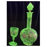 VINTAGE BOHEMIAN GREEN URANIUM/VASELINE GLASS