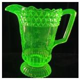 ANTIQUE (EAPG) ADAM WILDFLOWER URANIUM VASELINE