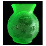 VTG. ART DECO STYLE URNIUM GLASS VASE,