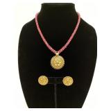 18kt Ruby Necklace Earring set