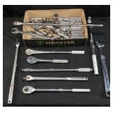 ASSORTED RATCHETS, MATCO 24in BREAKER BAR,