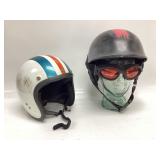 2 Vintage Motorcycle Helmets 1968 Open Face 3/4