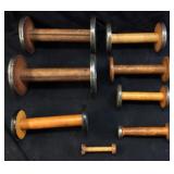 ASSORTED ANTIQUE WOOD SPOOLS