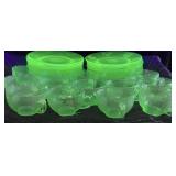 VTG. HAZEL ATLAS CHERRY FRUIT MOTIF URANIUM GLASS