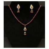 18kt Ruby Necklace Earring set