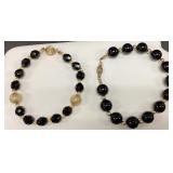 Two 14k Gold Beads and Black Onyx Beads 29.72