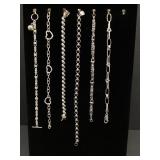 6 STERLING BRACELETS LOT. 72.6 grams