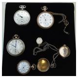 5 watch lot. Elgin, Waltham, Westclox, Illinois