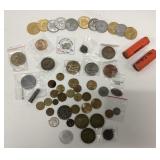 Collection of tokens, medallions, fare tokens,