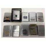 10 Advertising Zippo lighters, see pictures