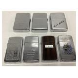 7 monogrammed Zippo lighters. Personalized
