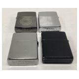 4 Zippo style lighters lot.