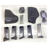 SPRINGFIELD ARMORY & LUGER 9mm MAGS, HOLSTER,
