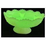 FENTON SATIN CUSTARD URANIUM GLASS PEDESTAL