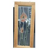 Floral stained glass window frame