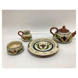 Vtg Torquay Motto Ware Scandy pottery tea set