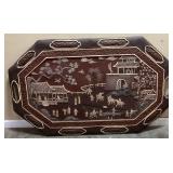 LARGE CARVED WOODEN ASAIN SCENE MOTIF WALL ART