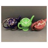 3 Vtg Hall China Teapots