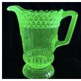ANTIQUE ADAMS & CO WILDFLOWER URANIUM GLASS
