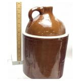 ANTIQUE BROWN GLAZE STONEWARE JUG, 14in H
