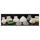 (10) ASSORTED VTG. GLASS LAMP SHADES, SOME HAND
