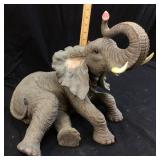 LARGE RESIN ELEPHANT SCULPTURE, 16in L by 14 in H,